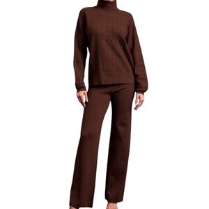 Rivir Soft Texture Sweater & Pant SET in Brown